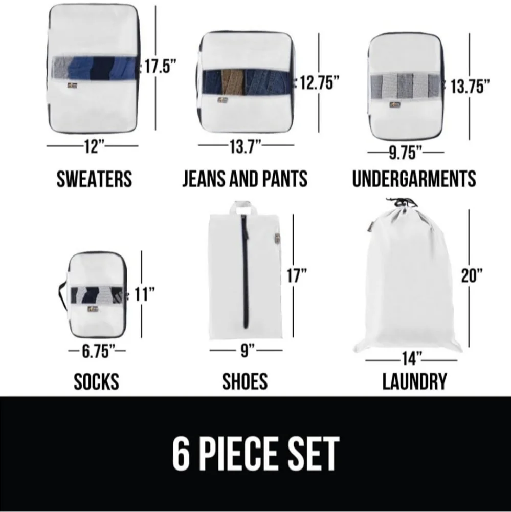 New Gorilla Grip 6-Piece Off White Garment Bag Set